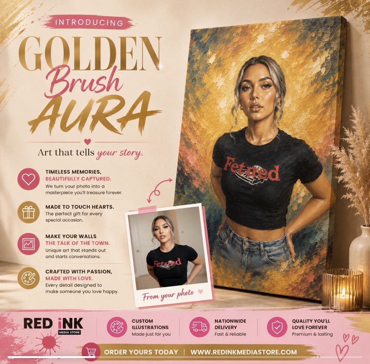 Golden Brush Aura Canvas